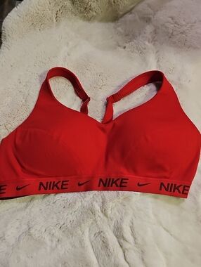 Nike Red Wireless Sports Bra with Branded Elastic Band